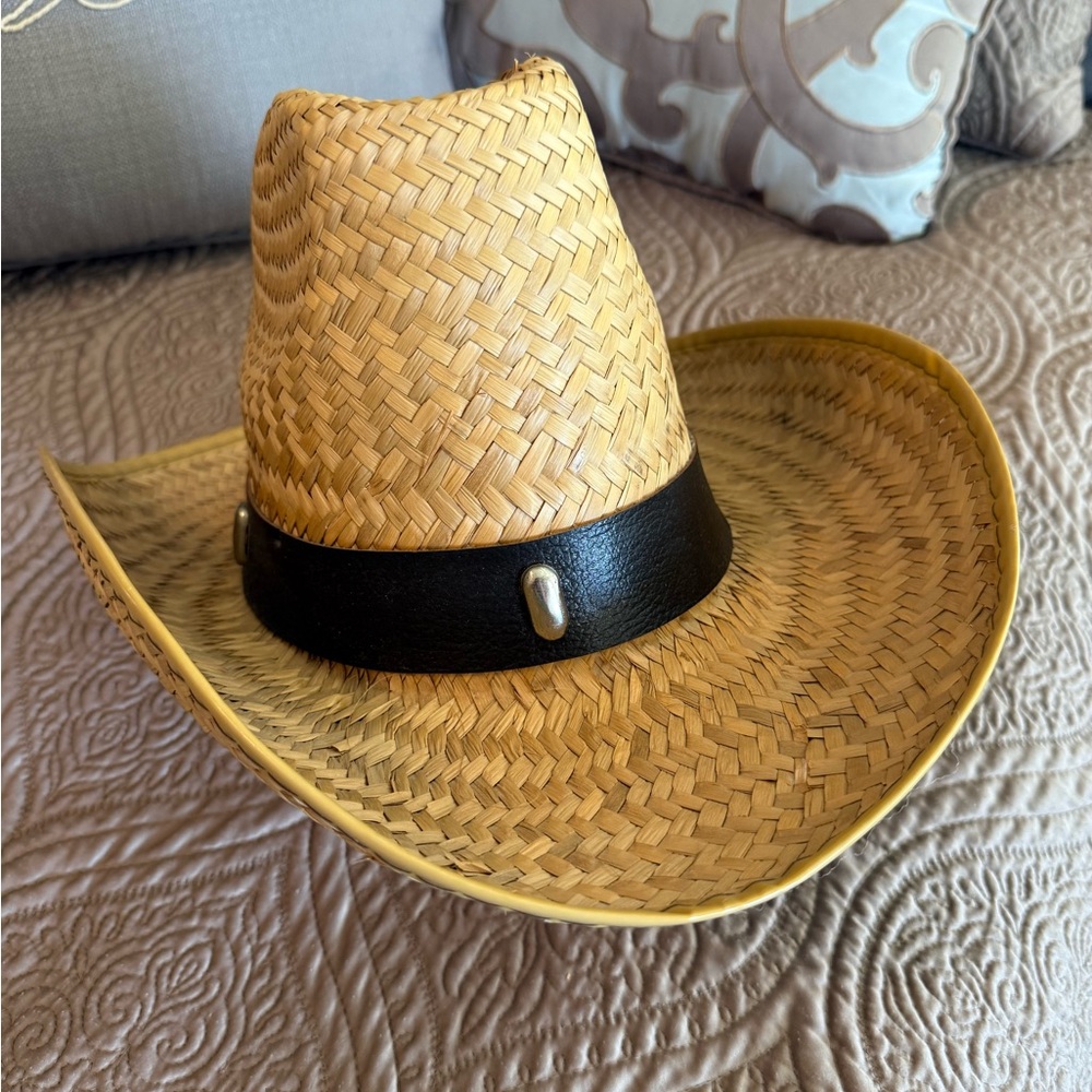 Straw Cowboy Hat with Brown Band